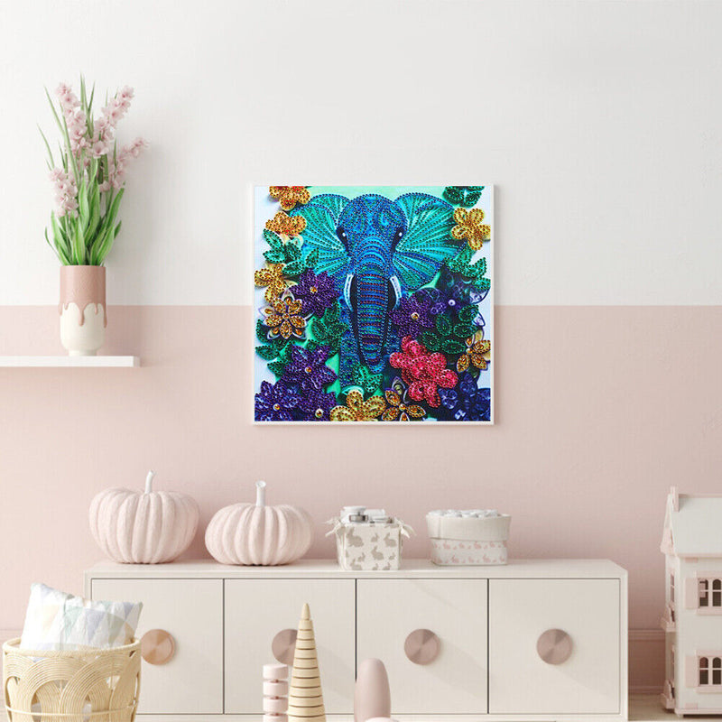 Partial Drill 5D DIY Special Shaped Diamond Painting Flowers Elephant Kit