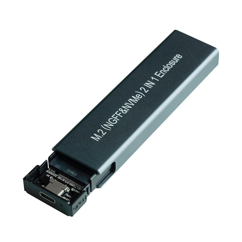 10Gbps USB 3.1 Type to M.2 NGFF PCIe NVMe SSD Case Enclosure Adapter Grey