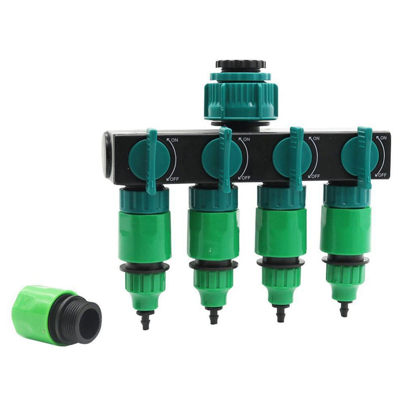 Garden Drip Irrigation 4 Way Tap Hose Pipe Splitter (with Quick Connector)