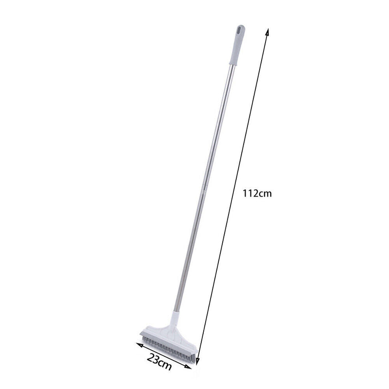 Long Handle Floor Scrub Brush 2 in 1 Window Wiper Floor Mop Clean (White)