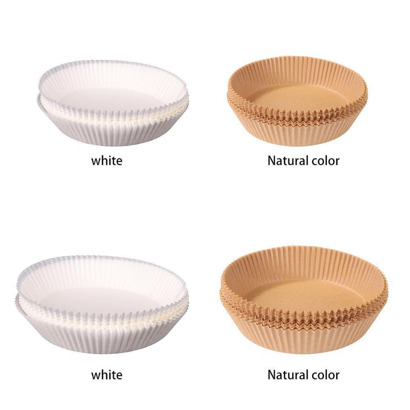 30pcs Air Fryer Steamer Paper Liners Baking Oil Paper Mat (Beige 16x4.5cm)