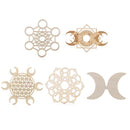 Plate Flower of Life Pattern Geometry Crystal Healing Plate Sculpture Wood Grid