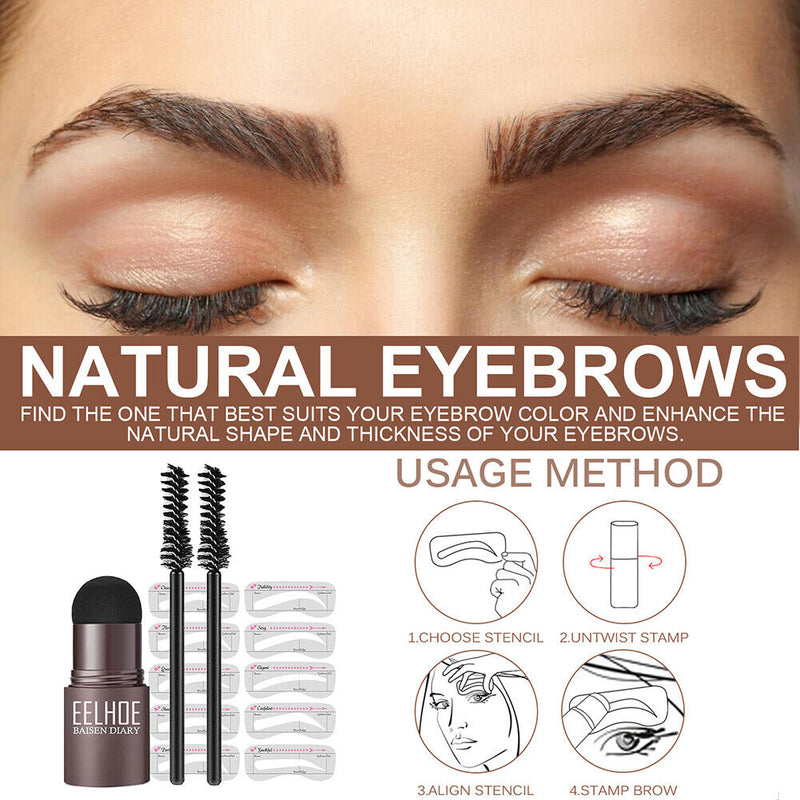 One Step Eyebrow Stamp Waterproof Natrual Brow Stencil Hairline Contour Kit