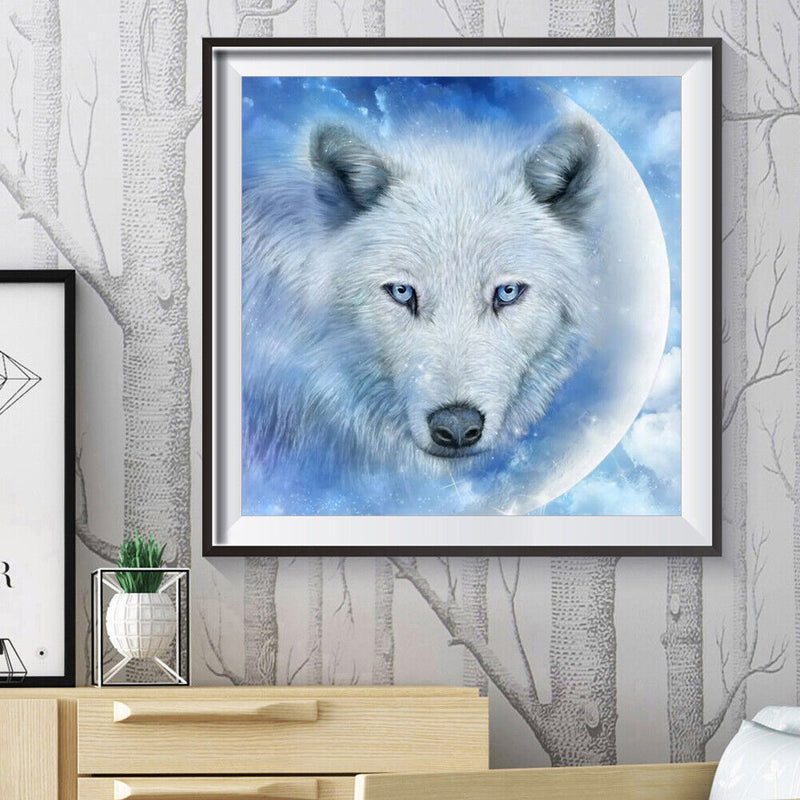 5D Full Round Drill Mosaic Craft Picture DIY Snow Wolf Diamond Painting Poster