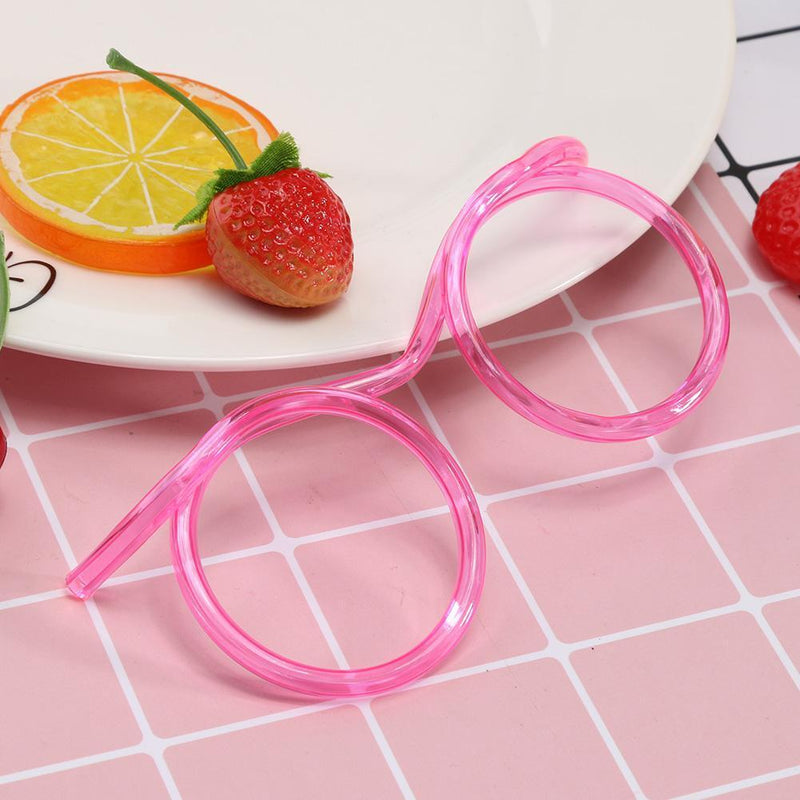 Flexible Soft Plastic Glasses Straw Kids Party Unique Drinking Tube (Pink) Newly