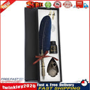 Retro Calligraphy Feather Dip Pen with 2 Nib Set Writing Gift (Navy Blue) Newly