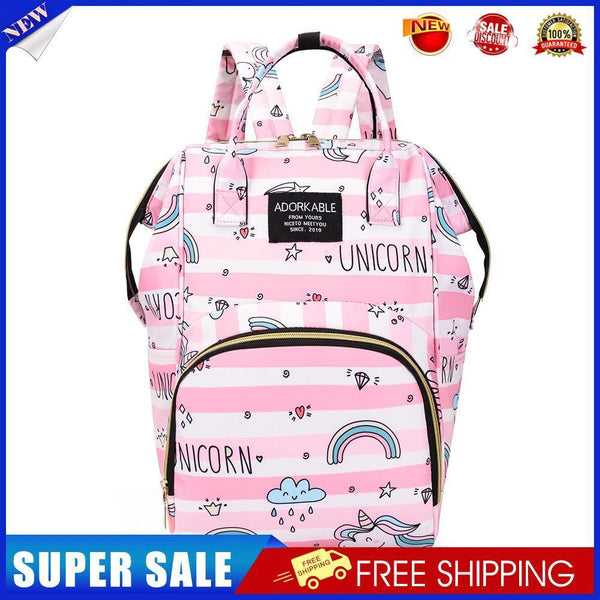 Fashion Women Printing Mummy Diaper Bag Nappy Large Handbags (Pink Rainbow)