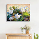 Full Round Diamond Painting Elegant White Lotus Rhinestone Mosaic Home Wall Art