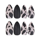 Women Black Matte Fashion With Glue Full Cover Stiletto Leopard False Nail Tips