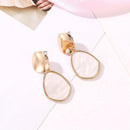 Korean Geometric Heart Pendant Dangle Earrings Women Round Metal Earrop Jewelry