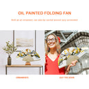 Handmade Oil Painting Ginkgo Leaf Folding Fan By Numbers DIY Painted Craft