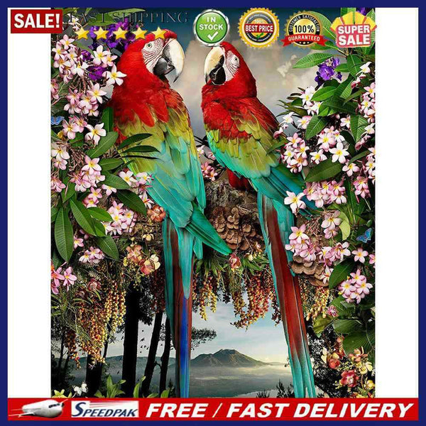 (DE4840) Square Diamond Diamond Painting Parrots Branch DIY Embroidery Craft Dec
