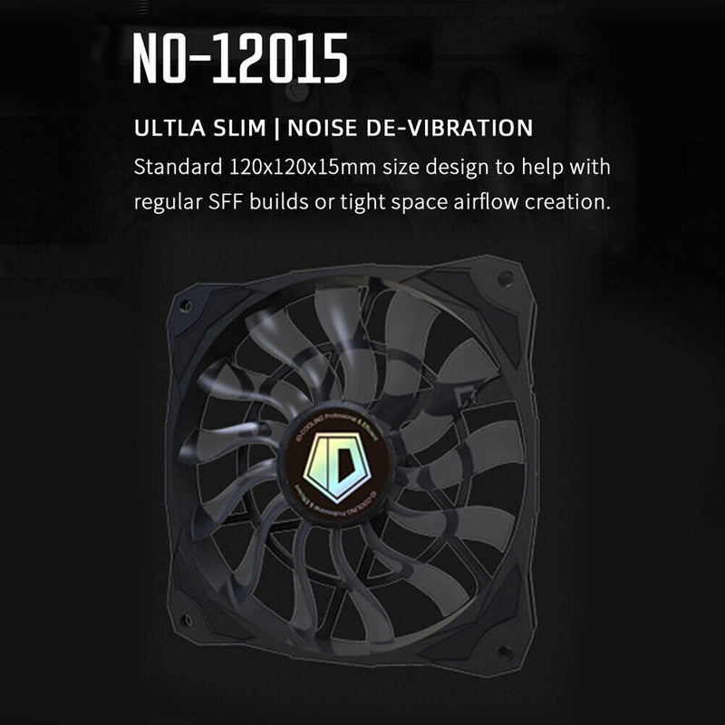 ID-COOLING 12cm Thin Chassis Cooling Fan for PC Case CPU 4 Pin Silent Radiator