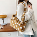 Women Polka Dot Shoulder Bags Female Tote Shopping Bag Fashion Plush Handbags