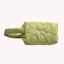Women Quilted Flower Pattern Clutch Bag Mini Wallet Zipper Bag (Green)