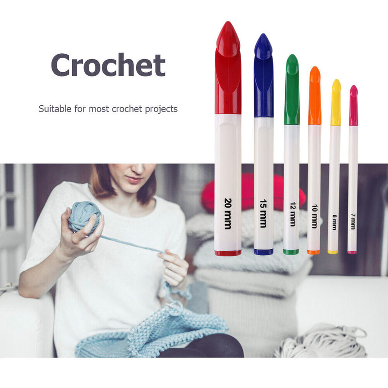 6pcs/set Handle Knitting Needles Aluminum Crochet Hooks for Weaving Sewing Newly