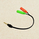 Aux Cable Microphone Earphone 2 Female Headphone Audio Y Splitter to 3.5mm Male