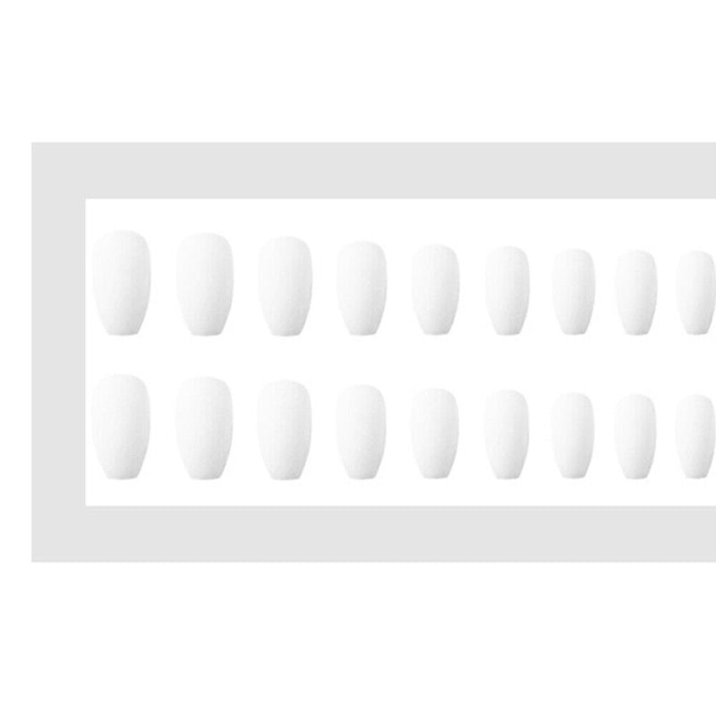 24pcs Glue On Fully Paste Artificial Nail Tips Solid Matte Frosted Manicure Tips