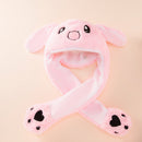 Cute Cartoon Plush Kid Rabbit Hat Moving Jumping up Bunny Ear Head Dress Bean