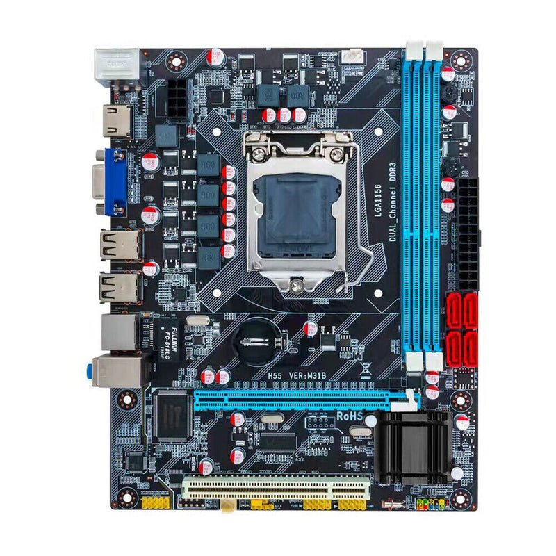 H55 Motherboard+Intel Core i5-760 CPU+2xDDR3 4G Memory for LGA1156 PC Board Kit
