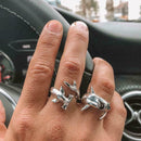 2Pcs/Set Simple Adjustable Alloy Shark Open Ring Unisex Party Jewelry W7M8 best
