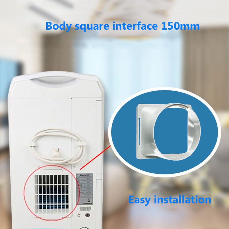 Square Portable Air Conditioner Exhaust Duct Interface Pipe Tube Connector Newly