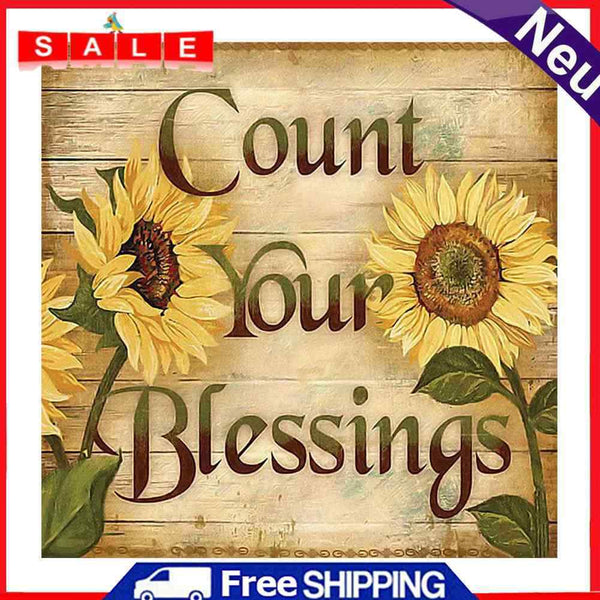 5D DIY Diamond Painting Blessings Full Round Drill Art Letter Picture Home Decor