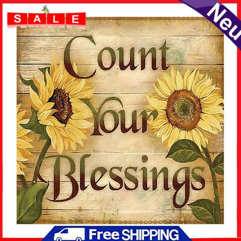 5D DIY Diamond Painting Blessings Full Round Drill Art Letter Picture Home Decor