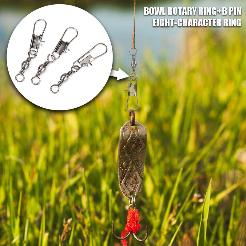 52pcs/set Fishing Swivels Snaps Hooks Luminous Beads Lure Carp Fishing Tackles