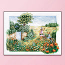 11CT 3 Beach Printed Full Embroidery Back Garden Needlework Cross Stitch Kit