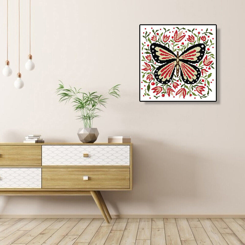 Partial Embroidery Cross Stitch Set Needlework Kit 14CT Butterfly Artwork