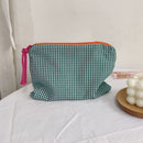 Fashion Women Plaid Printing Make up Pouch Small Purse Casual Ladies Storage Bag