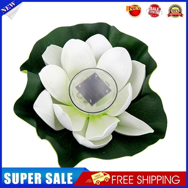 Lotus Solar Lights Flower Float Waterproof Outdoor Pond Pool Decor (White)