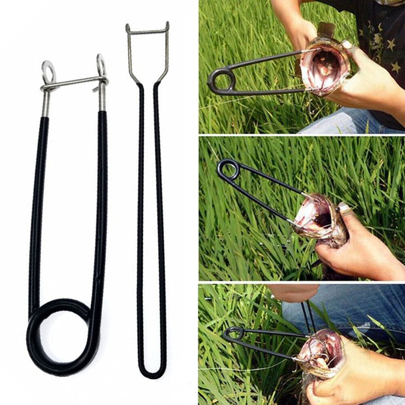 2x Portable Stainless Steel Fish Mouth Opener Jaw Spreader Hook Lock Remove