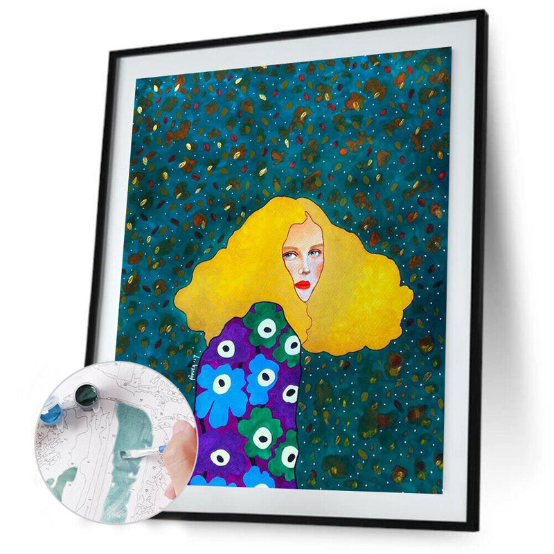 40x50cm Long Hair Girl Frameless Picture Oil Paint By Numbers Hand Painted De