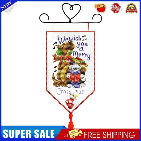 Christmas Banner Pendant DIY Knitting Needles Kit Cross Stitch Home Room De