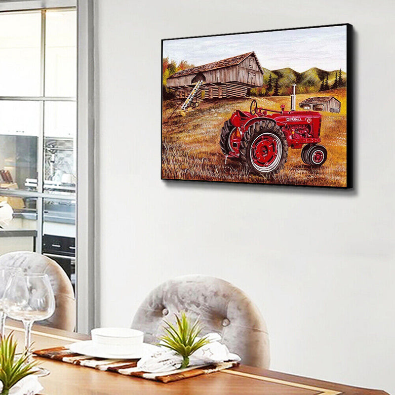 Frameless Oil Paint By Numbers Farm Car DIY Canvas Picture Craft for Home
