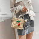 Knitting Crossbody Messenger Bags Women Straw Cherry Decor Shoulder Handbags