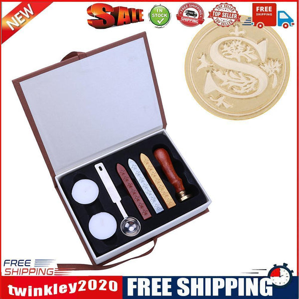 Ancient English Alphabet Letter Metal Seal Wax Stamps Sticks Candles Set (S