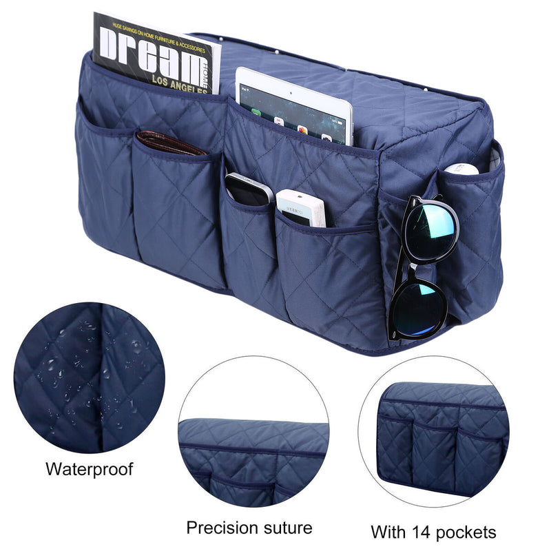 Armchair Caddy Sofa Armrest Organizer with 14 Pockets Storage for Magazine