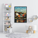 River House Frameless Picture Oil Paint By Numbers Hand Painted Picture Kit