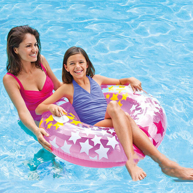 Inflatable Swimming Rings Adults Pool Beach Floating Swim Circle (Pink)