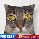Cat Head Print Sofa Decoration Throw Pillow Covers Soft Linen Cushion Pillowcase