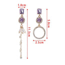 Women Purple Crystal Dangle Earrings Ear Stud Drops Earrings Rhinestone