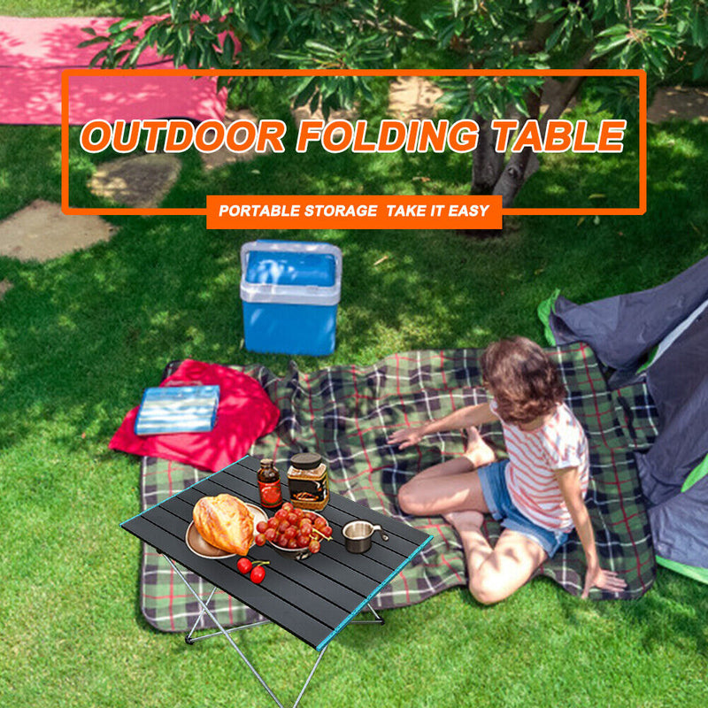 Outdoor Camping Table Mini Portable Folding Hiking Picnic Desk (Black Blue)