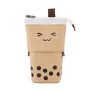 Creative Retractable Milk Tea Pencil Case School Stationery Storage Bags Cute
