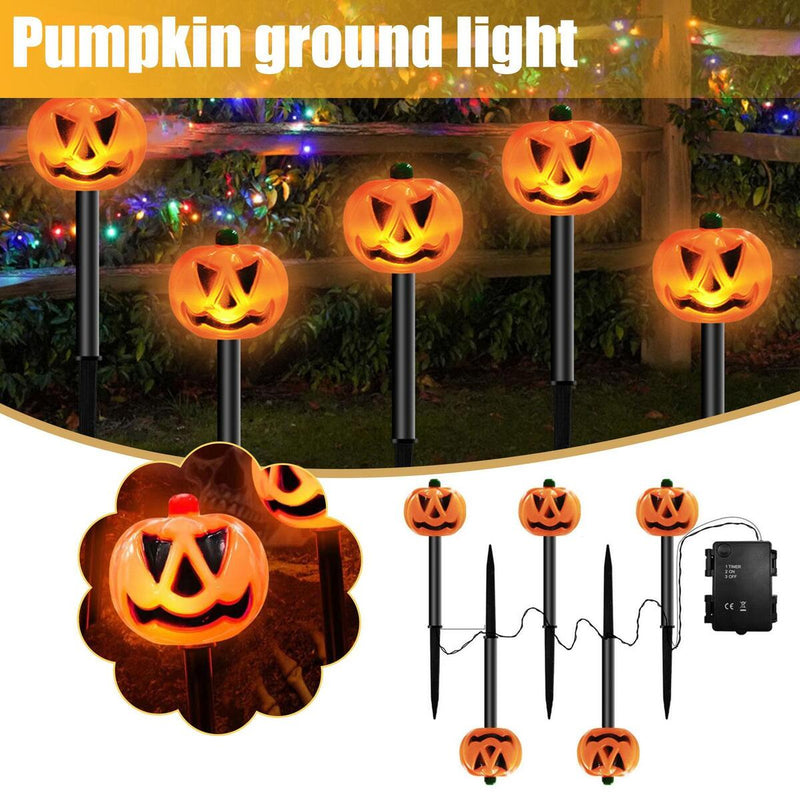 5Stk Solar-Kürbis-Laternen-Lampen-Bodenlicht Wasserdichte Halloween-Außen Dekor.