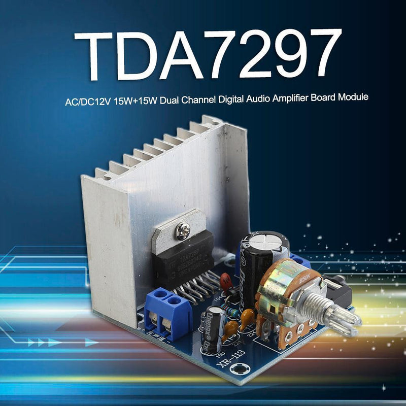 AC/DC12V TDA7297 2x15W Digital Audio Power Amplifier DIY Kit Dual Channel Module