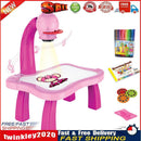 Children LED Projector Art Drawing Table Toys for Paint Learning (Pink) Newly