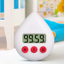 Water Drop Electronic Countdown LCD Digital Timer Study Alarm Clock (White)